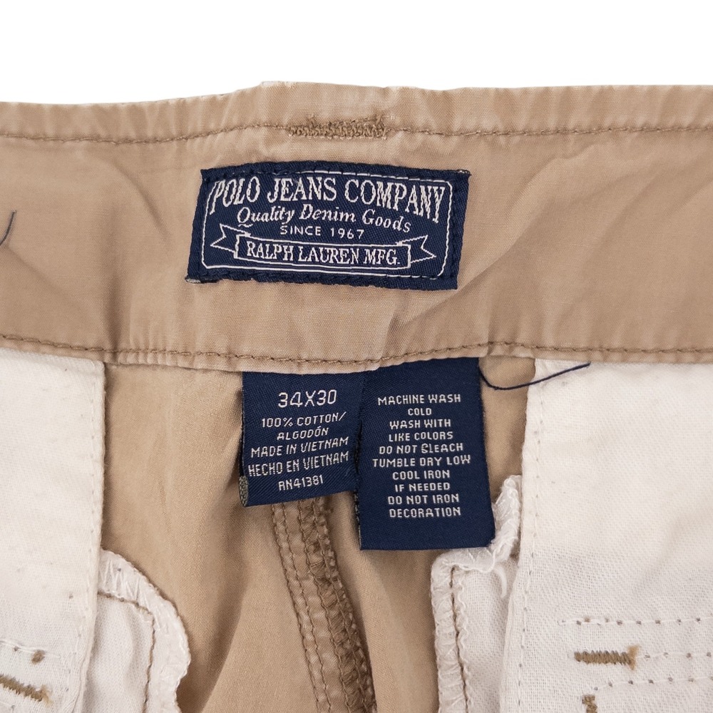 Vintage Ralph Lauren Polo Jeans Co Cargo Pants Men's 34x28 Lightweight Y2K Tan - Picture 9 of 12